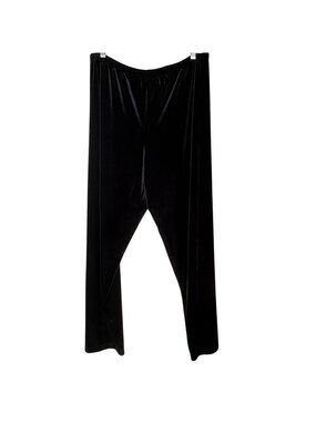 Chicos Vintage Black Stretch Velvet Pants Sz 3 XL Pull On Tapered Made In USA